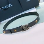 特 C Hanel Logo树脂黑 与 白 Cc扣 黄铜金色金属 3.0Cm精品 小牛皮腰带 手感极佳 典雅 欧码75、80、85、90、95、100 不含扣长