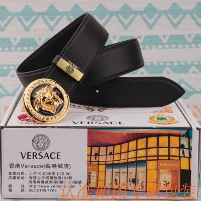 品名：范思哲 皮带原单 腰带 材料：百分百头层牛皮腰带，保证真皮皮带，专柜原单品质、做工精细，送人自用首选 包装： 请认准如图专柜包装，赠送打孔器，银联发票，宽