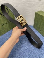 古奇 Gucci进口小牛皮，手感细腻柔软，搭配纯钢精品自动扣，男士必备！宽度：3.5Cm