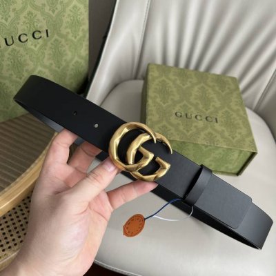 G U C C I 原厂进口牛皮压花搭配精品经典菱形格复古立体双G扣 非市场普通货 顶级