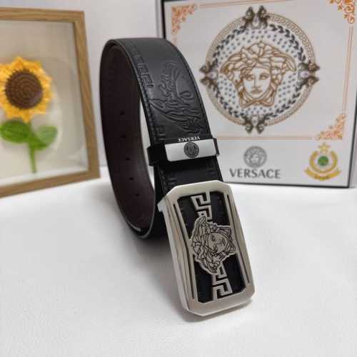 品名：Versace.范思哲 材质：原单牛皮腰带 百分百头层牛皮腰带保证真皮，24K纯钢扣，专柜原单品质、做工精细，时尚大牌，送人自用首选 包装： 请认准如图专