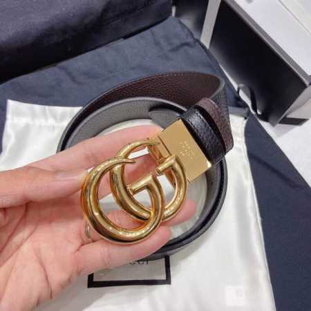 配全套包装 G家 正版开模 此款腰带采用原版双面荔枝纹牛皮 双面可用 精密电镀标志性旋转五金搭扣 对版专柜足宽37Mm 人手必备 双面用 - 点击图像关闭