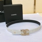 Chanel 23P Cc 水钻 金 与银 进口胎牛皮腰带 3.0Cm精品 精致 典雅