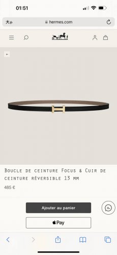 Hermes 女款 Focus Buckle & Reversible Leather Strap 3Mm