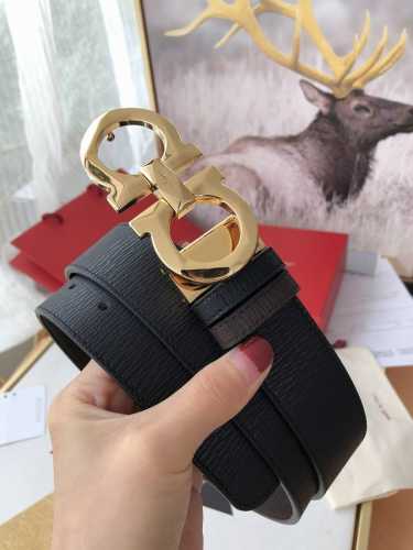 Made In Italy批 配全套包装品牌：菲拉格慕海外原单扣头材质：精品实心铜扣带身材质正面：35Mm宽度采用双面采用进口头层牛皮腰带，纯钢质五金扣头实物拍