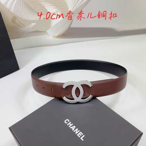 4.0Cm 香奈儿腰带，双面头层牛皮皮料，长度：.75.80.85.90.95.100.105.110欧，铜五金扣原版开模定制庆祝]