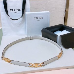 特 Celine购入正品开发、独家首发 Triomphe Gourmette小号Taurillon皮革可调节腰带、配有滑动式皮带 双面进口小牛皮 适用于高腰或中