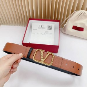 4.0Cm华伦天奴新款腰带，双面头层牛皮皮料，长度：.75.80.85.90.95.100.105.110欧，铜五金扣原版开模定制庆祝]