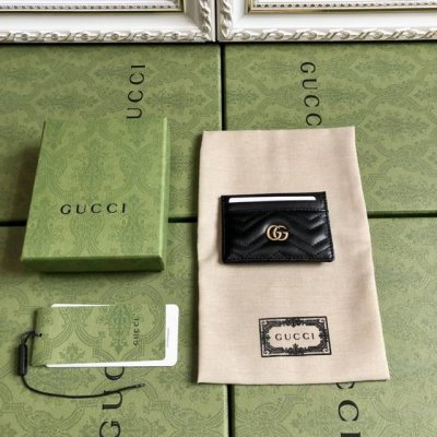 顶配版 配绿盒包装 独家私货 G家顶级货品 原单品质，实物实拍！双G波浪纹小卡包，复古金色金属配件，款号443127裸粉，红色，，米白，黑色 人形纹，尺寸:10