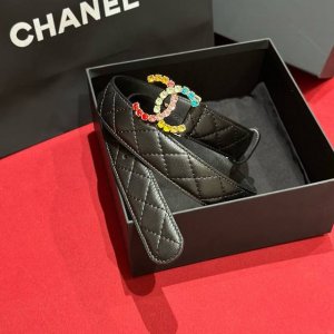 Chanel 24C 彩色水钻 Logo搭扣 黄铜金属 进口胎牛皮带身 手感柔软 细腻 3.0Cm
