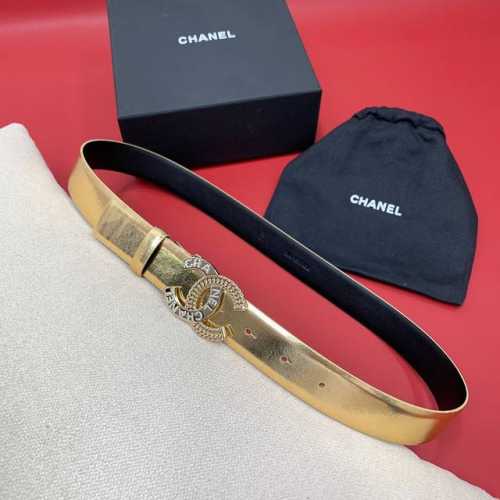 chanel 24c 链条 水钻 字母logo铜扣 小牛皮腰带 双面头层牛皮 3.0cm 独家！