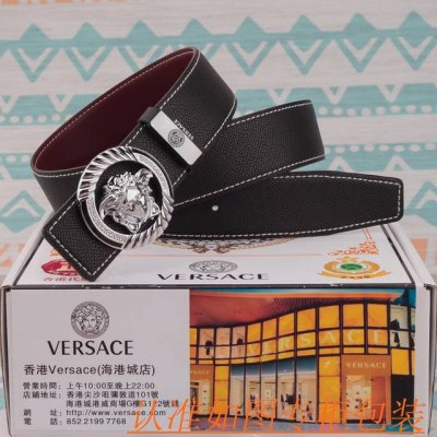 品名：范思哲 皮带原单 腰带 材料：百分百头层牛皮腰带，保证真皮皮带，专柜原单品质、做工精细，送人自用首选 包装： 请认准如图专柜包装，赠送打孔器，银联发票，宽