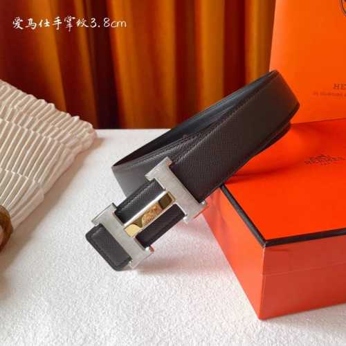 高端品质，实物拍摄 批 配全套礼盒 ： 爱马仕 Hermes 原单爱马仕，宽3.8Cm进口原版皮带身，双面可两面用，精品电镀五金 ！