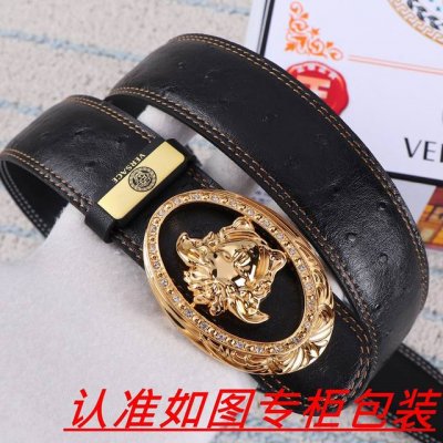 品名：Versace.范思哲原单 材料：百分百头层牛皮，保证真皮。24K纯钢扣双面可用专柜同等质量， 送人自用首选 包装： 请认准如图专柜包装，赠送打孔器，银联