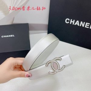 3.0Cm香奈儿腰带，头层牛皮双面配色可用，长度：.75.80.85.90.95.100欧，精品玉石钻钢扣原版开模定制庆祝]