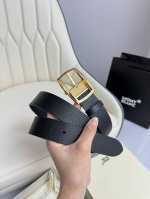 Montblanc万宝龙 宽3.5cm 采用头层牛皮 精品针式扣头 自由裁剪商务休闲