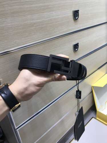 配送专柜包装 打孔针 特批新款 Fd 宽35 Mm 标志造型宽皮带，圆柱F钉扣式带扣，进口小牛皮搭配经典老花Ff 图案，支持Nfc 芯片 ，镀金表面金属制品，品