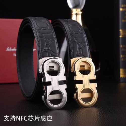 特P190 菲拉格木秘原单高档品质专柜官网同步支持Nfc感应宽度3.5精美自动钢扣头意大利双面进口头层小牛皮原版花纹手感极佳 上身郊果棒男士最爱商务休闲两用长度