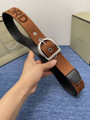 特 Tom Ford 汤姆福特。新品高端帆布搭配小牛皮，简约商务男士腰带，4.0Cm宽，配原版包装