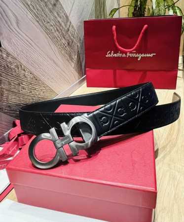 配全套包装礼盒 Ferragam精品马蹄扣，原版五金原厂进口意大利小牛皮 压花 实拍图！宽3.5Cm ,懂货的收，码数可以裁剪！ - 点击图像关闭