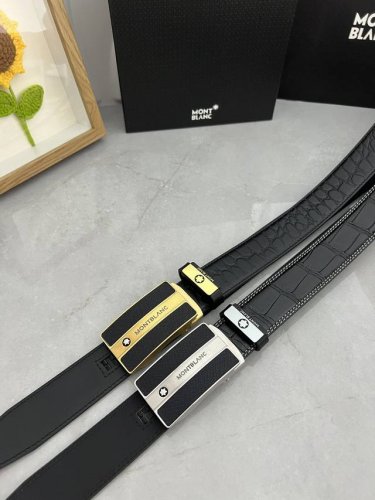 品名：万宝龙 Montblanc 自动带 材质：原单牛皮腰带 百分百头层牛皮腰带保证真皮，24K纯钢扣，专柜原单品质、做工精细，时尚大牌，送人自用首选 包装：