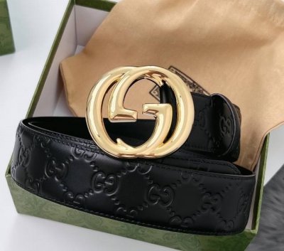 特 Gucci.古驰 全套包装 3.8Cm进口小牛皮压花, 专柜正品1:1完美复刻. 原版底皮, 采用热压印技术的Gucci Signature皮革精制而成，触