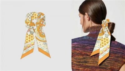 爱马仕Hermes “森林的低语”发圈，束发带两用 Twilly小丝巾 Twilly小丝巾 100%桑蚕丝 这款小巧的真丝配饰佩戴方式千变万化，可为您的日常造型