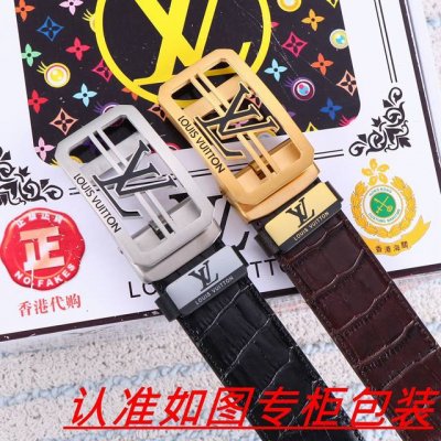 品名：Lv..路易.威登 腰带自动带 皮带 材料：百分百头层牛皮，保证真皮。24K纯钢扣双面可用专柜同等质量， 送人自用首选 包装： 请认准如图专柜包装，赠送打
