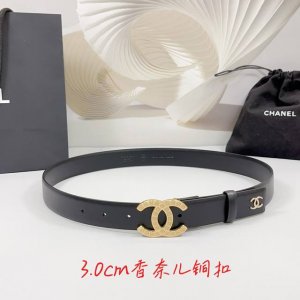 特 3.0Cm 香奈儿腰带，双面头层牛皮皮料，长度：.75.80.85.90.95.100欧，铜五金字母扣原版开模定制庆祝]