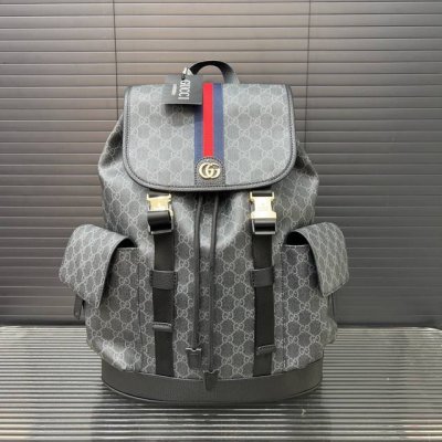 Gucci 古奇 印花双G 双肩包 背包 书包 男女通用 实物拍摄 原厂原版面料 配送防尘布袋 34 X 42 Cm。