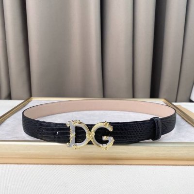 D&G 腰带新款 精工铜制五金扣 原版蜥蜴纹牛皮 手感超级细腻 宽度3.0Cm