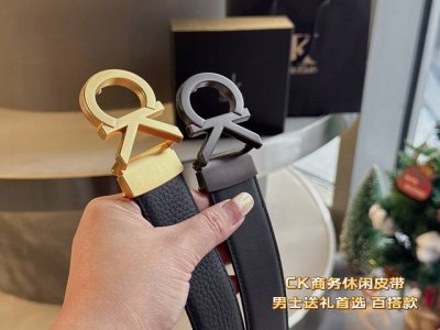 Ck专柜最新款 双面可用 商务休闲都可轻松驾驭 宽度3.5Cm 头层牛皮， 完美工艺秘秘秘秘进口原版皮系列新款上市