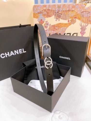 香奶奶Chanel 针扣水钻 进口小牛皮腰带 黄铜金属 手感柔软 细腻 2.0Cm