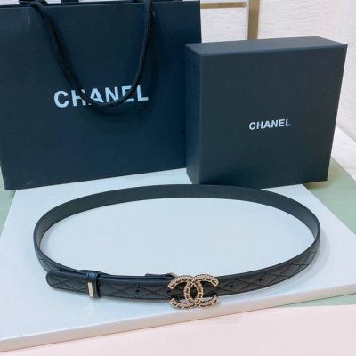 特 C Hanel 24S Cc 树脂 与 链节Logo字母搭扣 黄铜金属小羊皮菱格腰带 手感柔软 细腻 2.0Cm