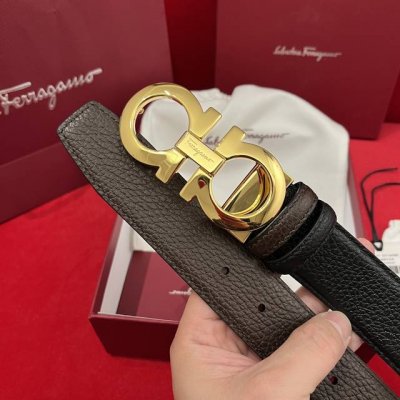 Ferragamo 菲拉格慕 支持Nxp芯片扫码 双面意大利进口原廠荔枝纹 非市面普通版本 精致镀鈀效果搭扣 寬度35毫米 該皮帶可調節 且能根據需要裁剪達到修