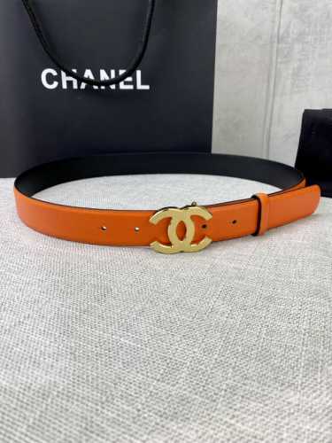 特 宽度3.0Cm Chanel 香奈儿 女士腰带皮带新款柔软的进口小牛皮金 银压砂面金属钢扣。