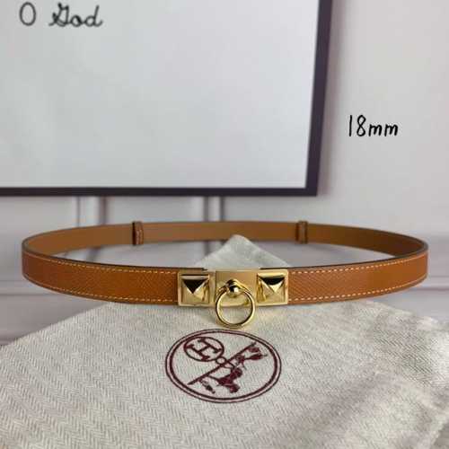HermèS 爱马仕女款金字塔腰带，进口手掌纹，土黄色＋E土黄色平纹底，配原单钢扣，带身18Mm宽，腰围大小可调节