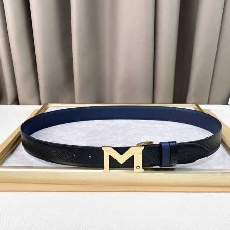Montblan头层牛皮3.5Cm 年轻时髦！ 官网同步，纯铜金属标识。该皮带可调节，且能根据需要剪裁，达到修身效果。 - 点击图像关闭