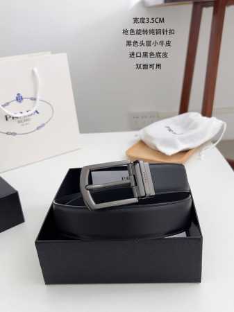 特 普拉达 顶级货品 宽度 3.5Cm 粒面头层小牛皮，精致斜针走线。 意大利芬尼斯油边 - 点击图像关闭