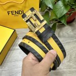 特 项目名称：Rfendi 芬迪 专柜同款 宽4.0Cm 双环正反用腰带 F按钉搭扣 黑色Cuoio Romano皮革材质 反面面料带有烟草黄和黑色Ff图案 黑