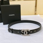 Chanel 23P Cc 水钻 金 与银 小羊皮腰带 3.0Cm精品 精致 典雅