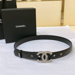 Chanel 23P Cc 水钻 金 与银 小羊皮腰带 3.0Cm精品 精致 典雅
