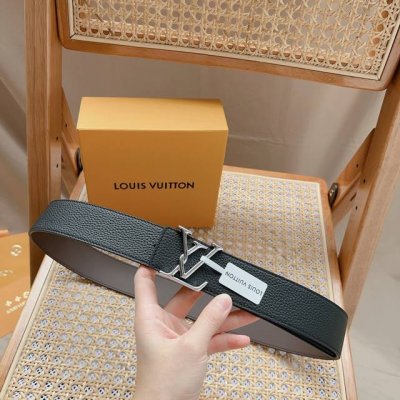 Lv 4.0Cm新款男士双面腰带 带身采用粒面效果 纯铜五金搭配高端简约大气 顶级