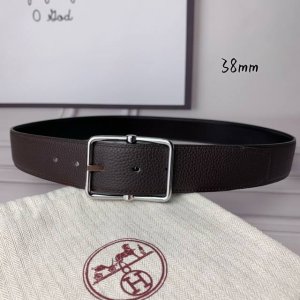 HermèS 爱马仕针扣 原单品质 头层牛皮 咖啡色荔枝纹搭配黑色平纹 38Mm宽 双面可用 配官网H亮银扣 DDD