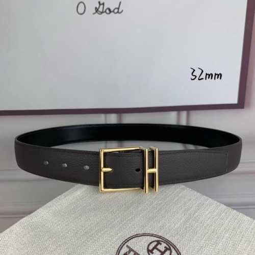HermèS 爱马仕针扣 原单品质 头层牛皮 咖啡荔枝纹搭配黑色平纹 32Mm宽 双面可用 配官网H亮金 亮银 哑黑扣