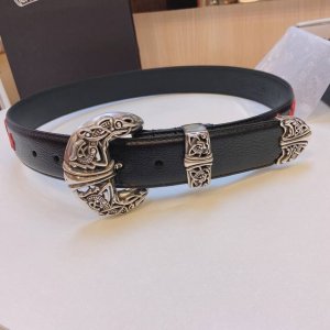 克罗心 新款，凯尔特龙s925纯铜镀银精品扣搭配拼接十字原厂皮腰带，宽度3.7Cm