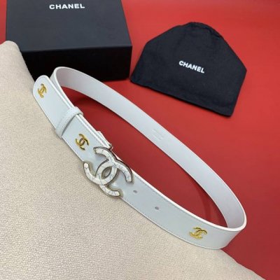 特 chanel 24c 珐琅 黑 与白 渐变logo铜扣 小牛皮腰带 双面头层牛皮 3.0cm