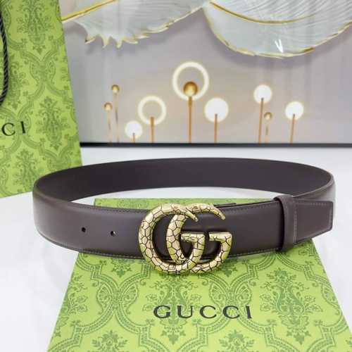 古驰 Gucci 4.0Cm爆裂纹铜扣，蛇皮纹路，搭配双面头层牛皮，时尚百搭，商务休闲