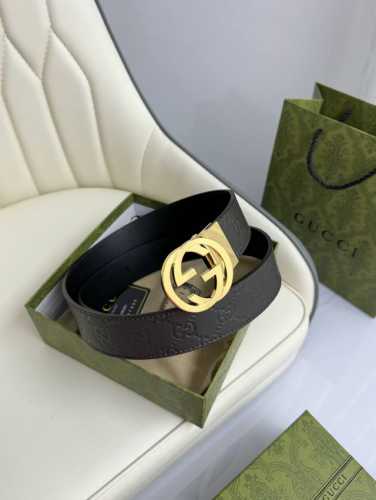 特 Gucci，原厂精密电渡扣头，意大利原厂皮，宽3.7Cm，代购级。