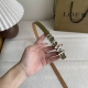 罗意威新款光滑牛皮革腰带，饰以金属Loewe标志，宽1.5Cm，五孔调节。颜色：橄榄色